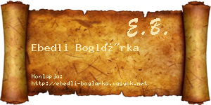Ebedli Boglárka névjegykártya